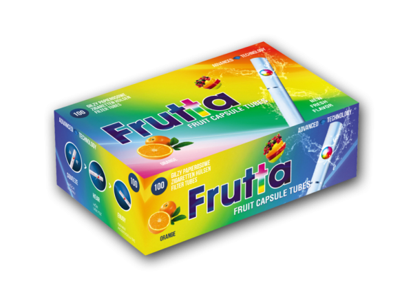 GILZY TUTKI PAPIEROSOWE Z KAPSUŁKĄ - FRUTTA CAPSULE TUBES ORANGE 40 X 100SZT.